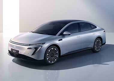 Silver Xpeng N7 Electric Car
