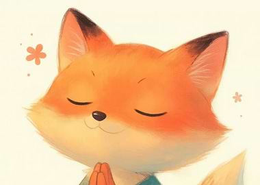 Meditating Fox Illustration