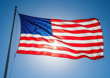 American Flag Waving in the Wind
