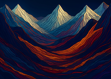Abstract Mountain Range Landscape