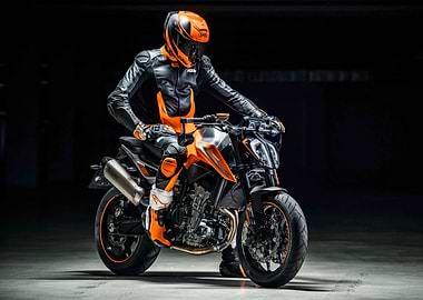 KTM Motorcycle with Rider in Gear