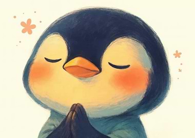 Cute Penguin Praying