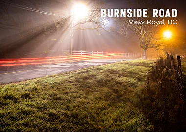 Burnside Road, View Royal, BC at night