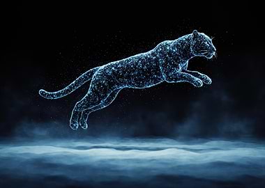 Digital Panther Leaping