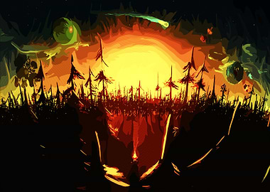 Abstract Landscape with Celestial Elements