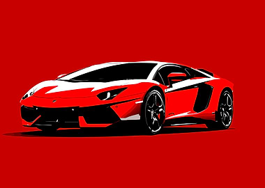 Red Lamborghini Aventador Illustration