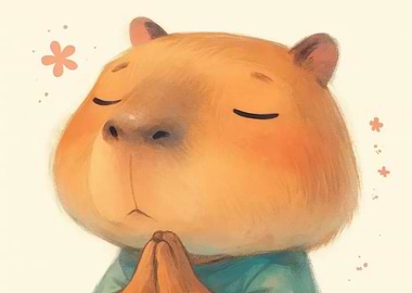 Meditating Capybara Illustration