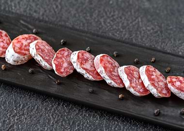 Sliced Fuet Salami with Black Peppercorns