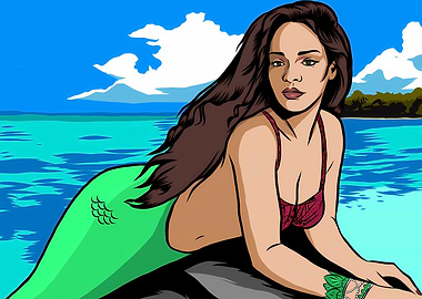 Mermaid Rihanna illustration