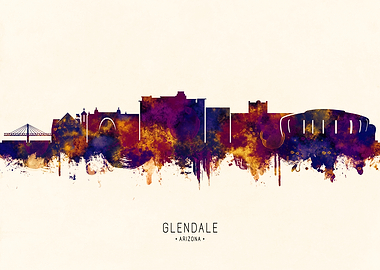 Glendale Arizona Skyline Watercolor