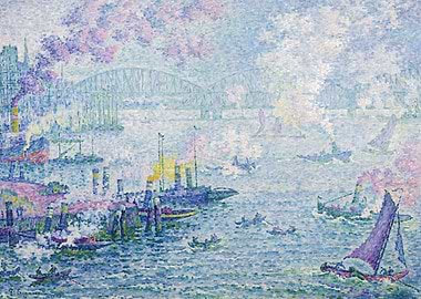 Paul Signac's Port in Pointillism Style