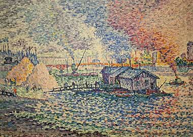 Pointillist River Scene