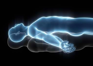 Glowing Human Body Outline on Black