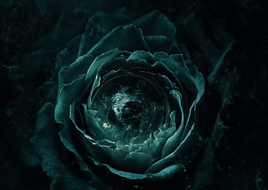 Abstract Rose with Dark Teal Tones