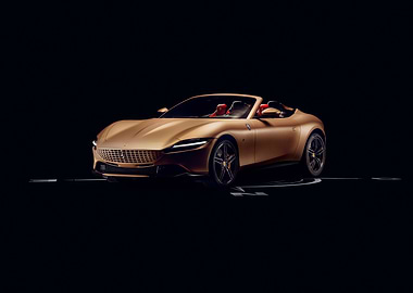 Gold Ferrari Roma Spider on Black