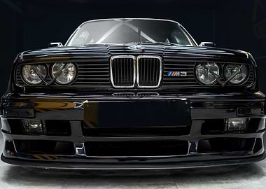 Black BMW E30 M3 Front View