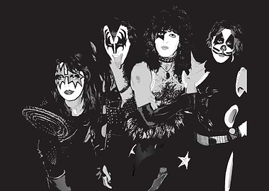 KISS Band Monochrome Portrait