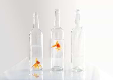 Goldfish in Bottles Still Life
