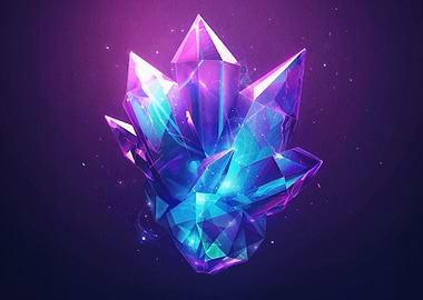 Glowing Crystal Cluster on Dark Background