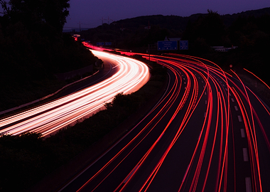 Night Highway Light Trails