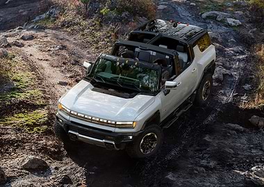 White Hummer EV Off-Roading