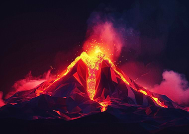 Low Poly Volcano Eruption