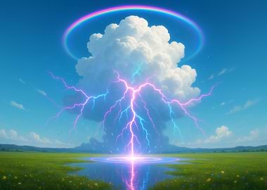 Rainbow Cloud Lightning Strike