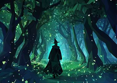 Low Poly Witch in Forest