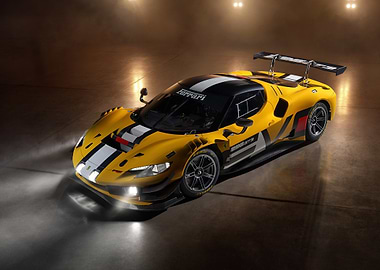 Yellow Ferrari 296 GT3 Race Car