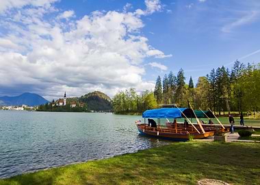 Lake Bled, Slovenia with boats