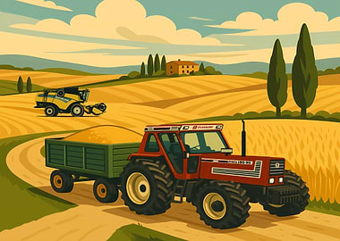 Tractor and Combine