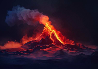 Erupting Volcano Landscape