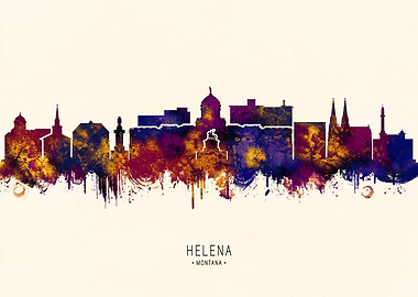 Helena Montana Skyline Watercolor Art
