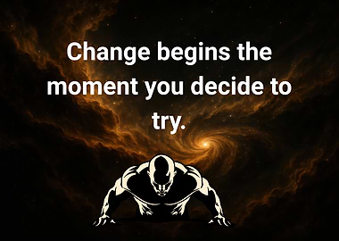 Motivational Quote with Muscular Figure