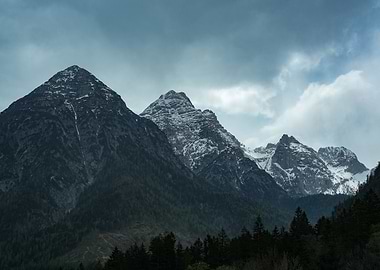 Snow-Capped Mountain Peaks Under Cloudy Sky | Lofer, Austria