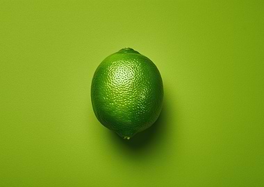 Single Lime on Green Background