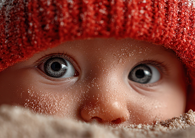 Baby's Face with Red Hat