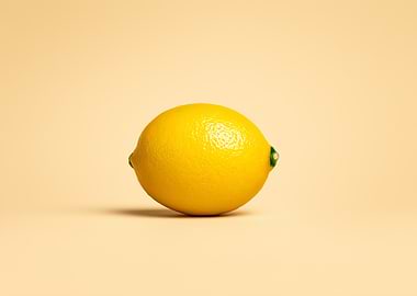 Single Lemon on Beige Background