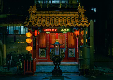 Nighttime Temple in Taipei