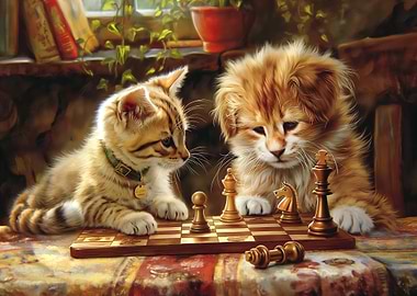 Kittens Playing Chess
