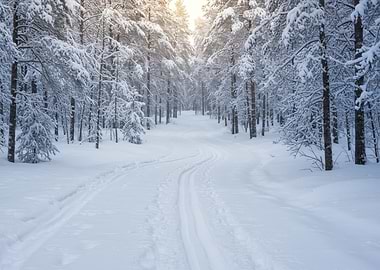 Snowy Forest Path