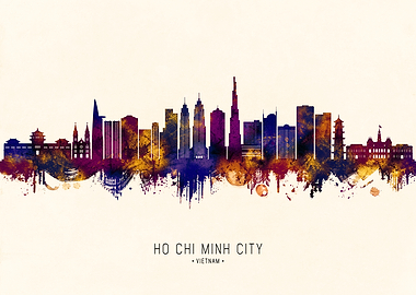 Ho Chi Minh City Skyline Watercolor