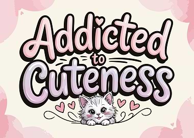 Addicted to Cuteness Kitten Graphic
