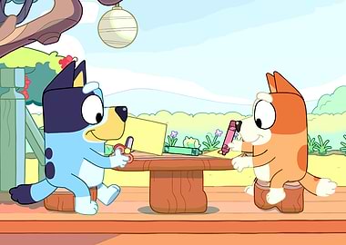 Bluey and Bingo Drawing Together