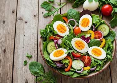 Fresh Salad with Eggs and Vegetables