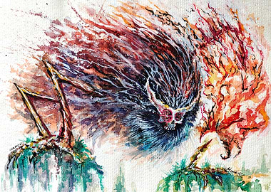 Demon of Hatred Sekiro Watercolor Painting