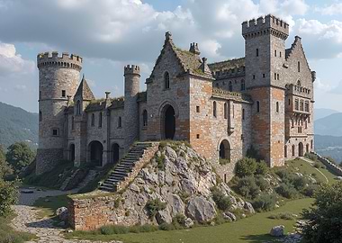 Majestic Stone Castle on Hillside