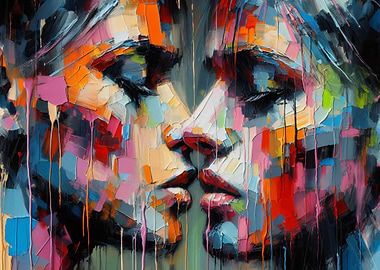 Two Women - Abstract Kiss Painting