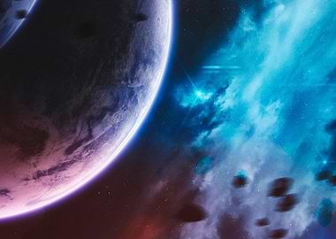 planets and nebula in space