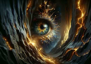 Surreal Eye with Cosmic Elements